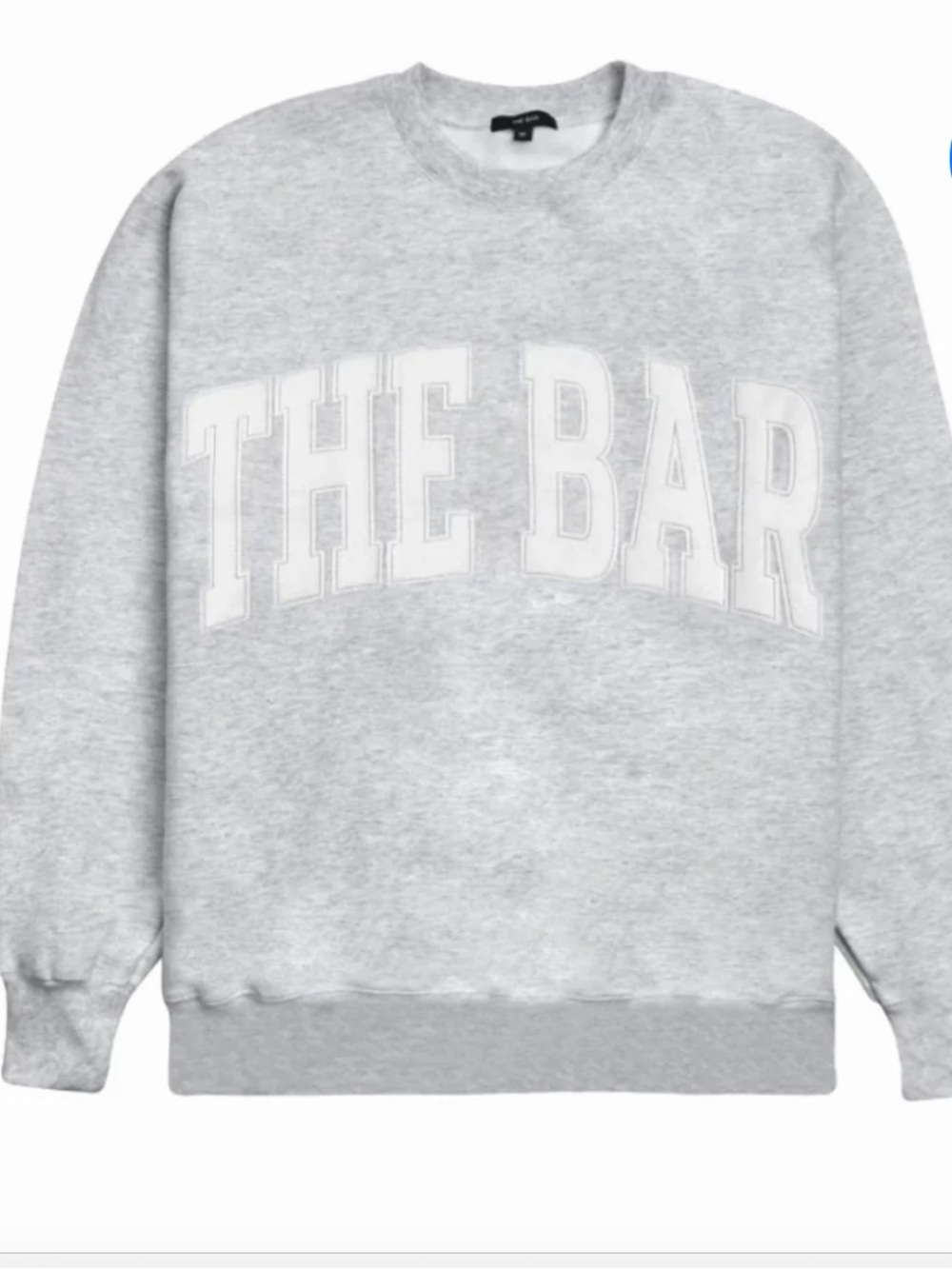The Bar Light Gray Crewneck Sweatshirt with White Appliqué